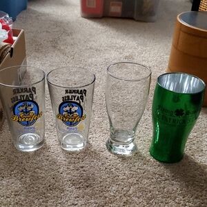 Green and Clear Beer Glass Set